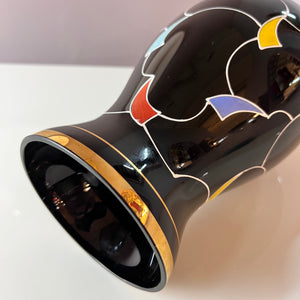 Vase schwarz Hyalithglas von Glasveredelung Karl Grossmann