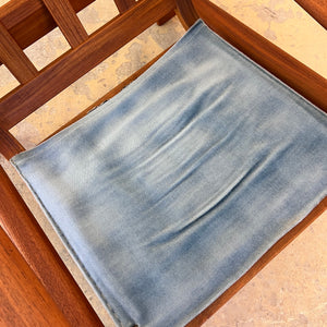 Sessel blau Samt und Teak Hochlehner