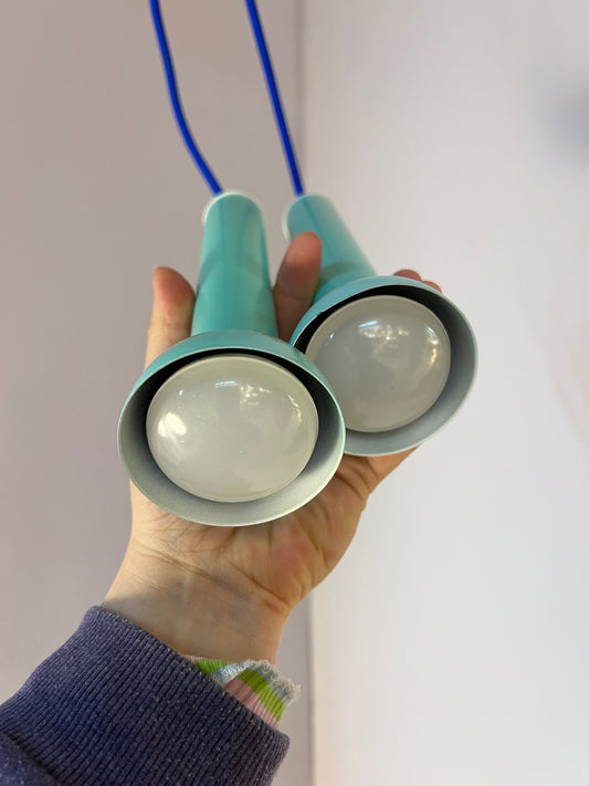 Hängelampe „Paris“ neu lackiert türkis aus Dänemark