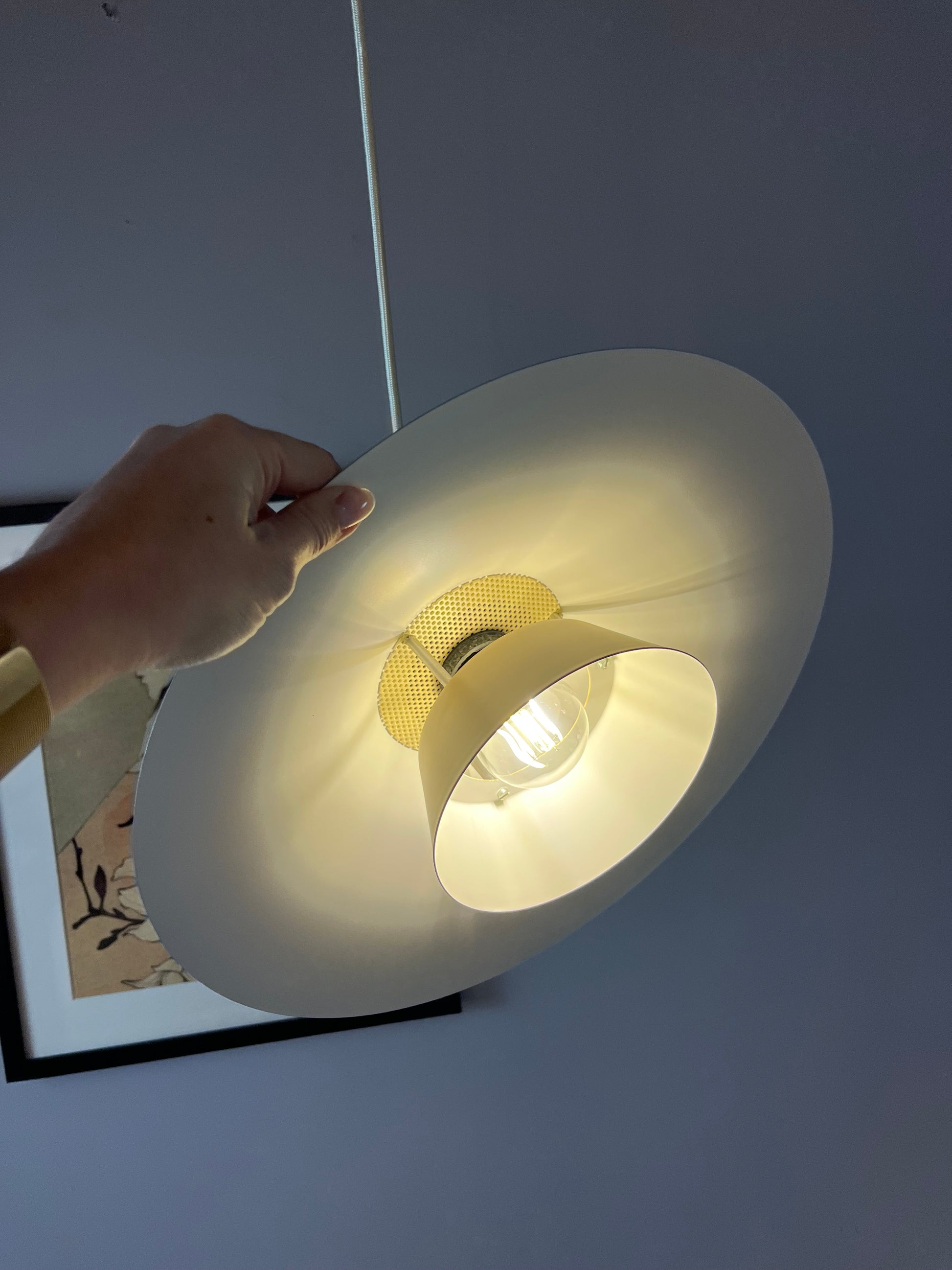 Lamellenlampe neu lackiert creme rosa braun