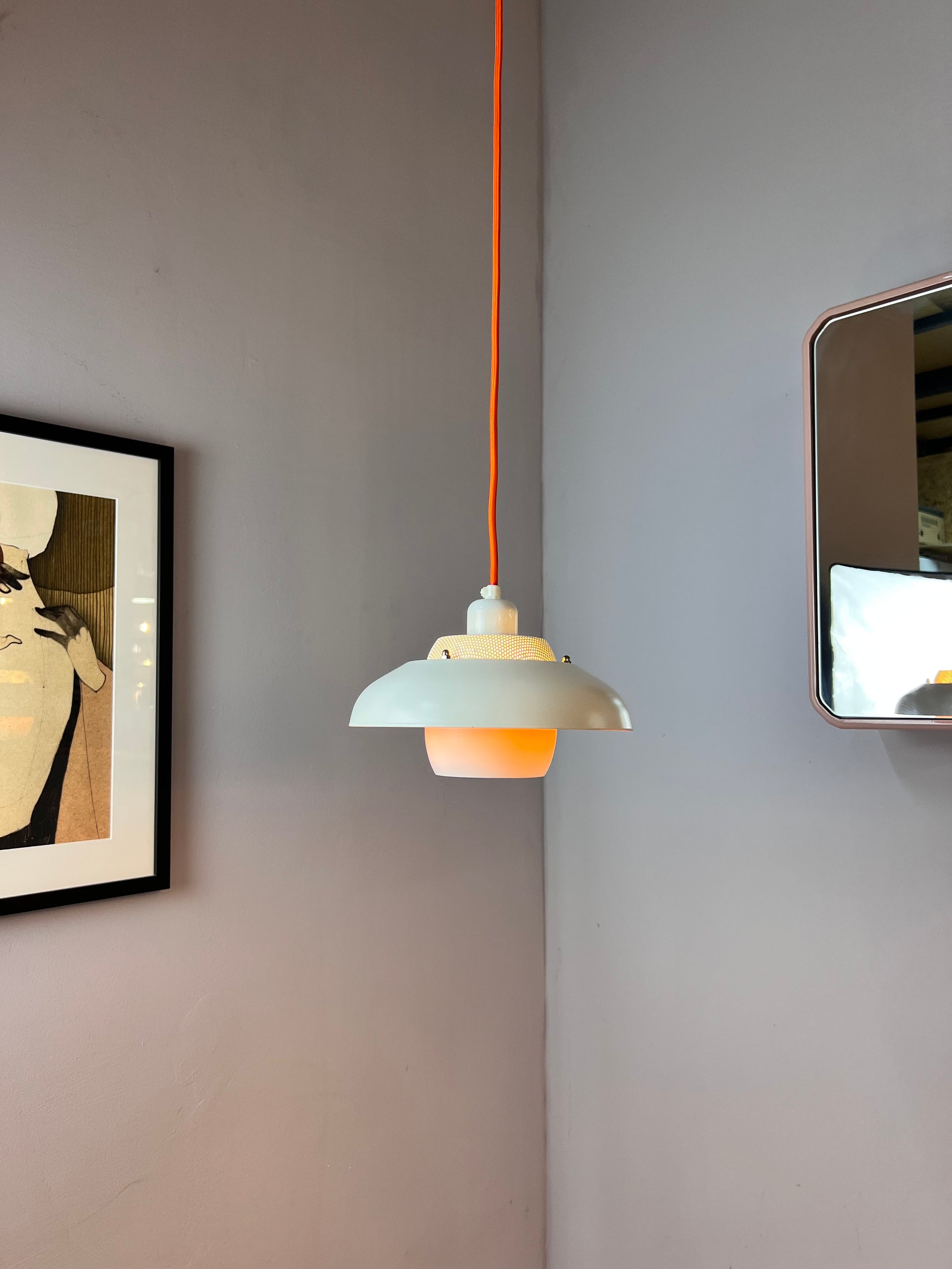 Lamellenlampe neu lackiert weiß orange