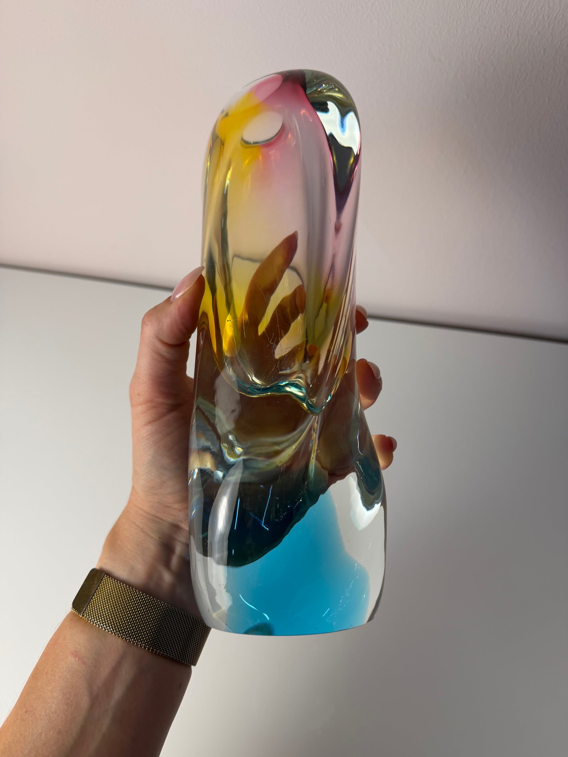 Vase Regenbogen Glas von Josef Rozinek für Borske Sklo