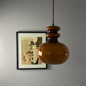 Hängelampe braun orange Glas