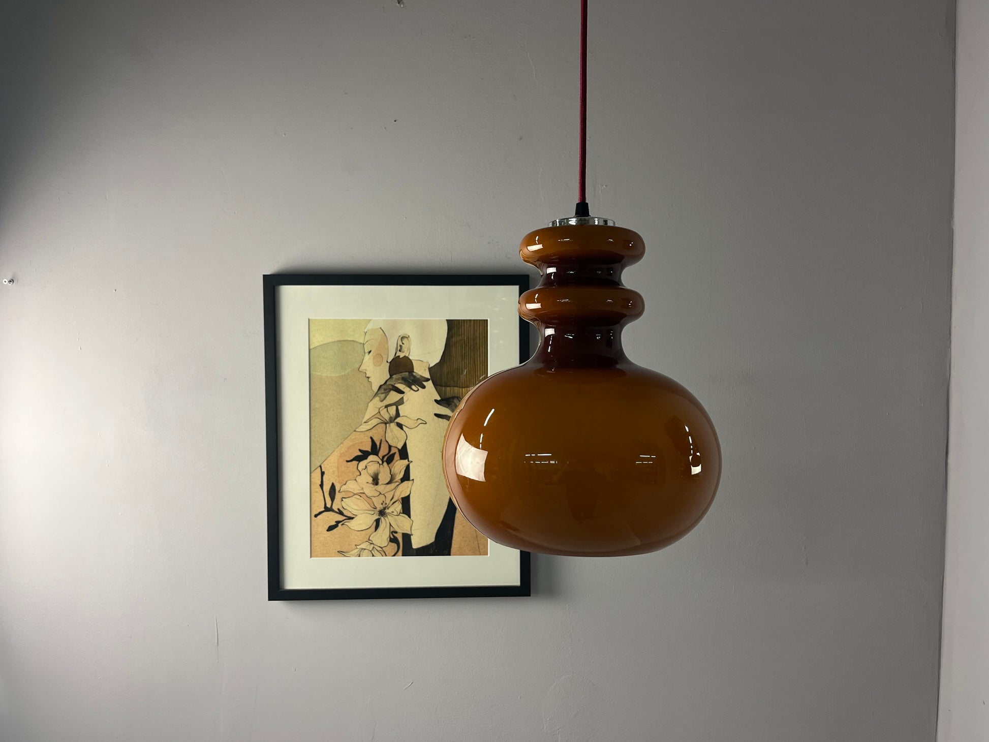 Hängelampe braun orange Glas