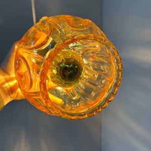 Hängelampe gelbgold Glas mit Messing