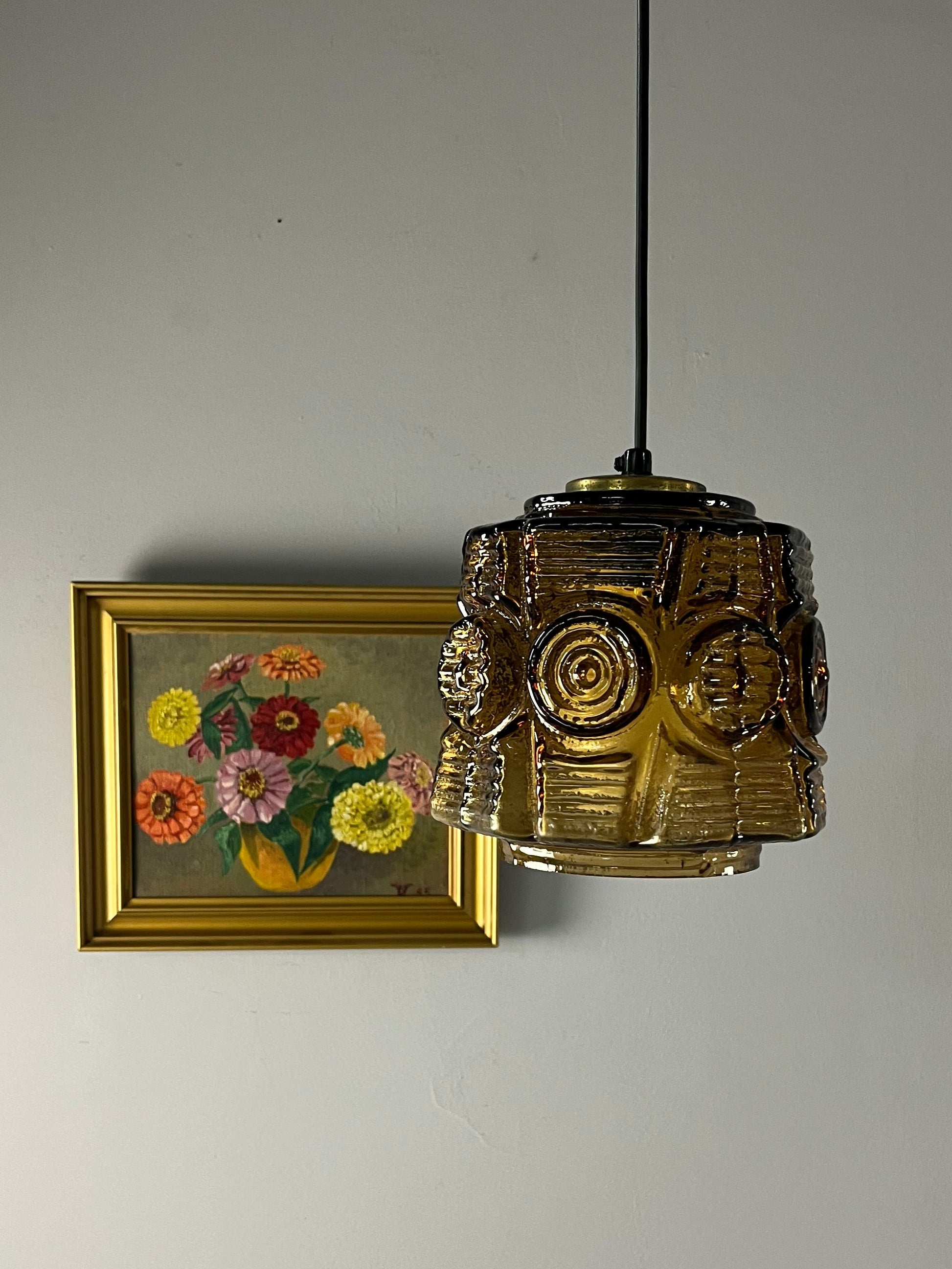 Hängelampe braun Glas Messing von Vitrika