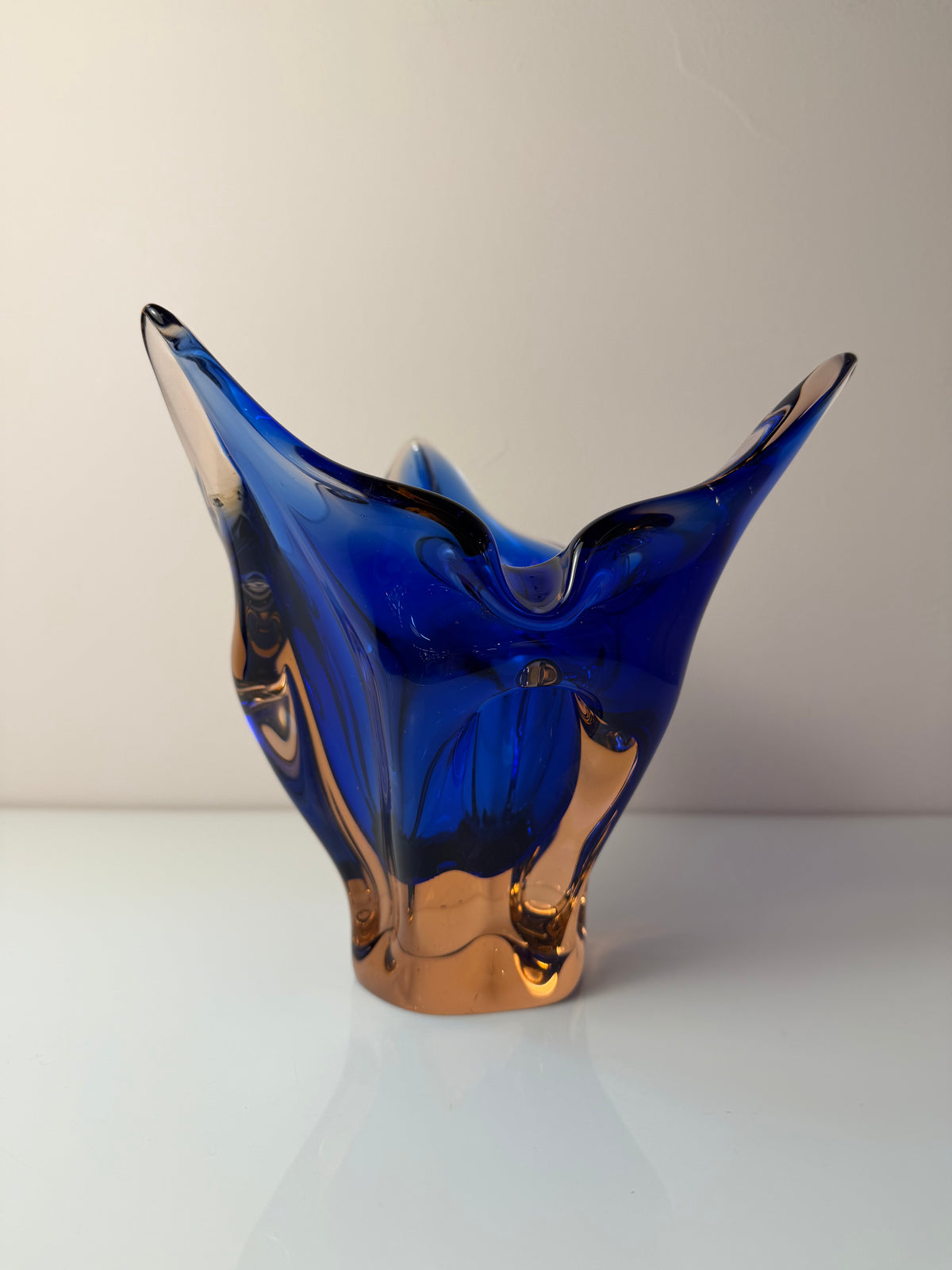 Vase kobaltblau Glas von Josef Hospodka für Chřibská Sklárna