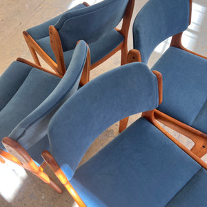 Set: 4x Polsterstuhl blau Teak von Erik Buch für O.D. Møbler