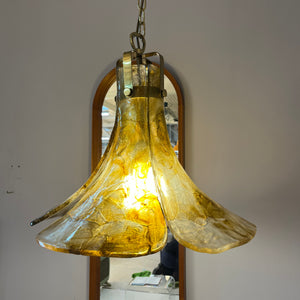 Hängelampe Blume gold braun Acryl Messing von Carlo Nason