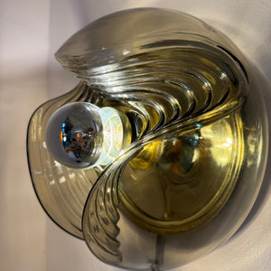 Kleine Wandlampe Futura Rauchglas Messing von Koch & Lowy für Peill & Putzler