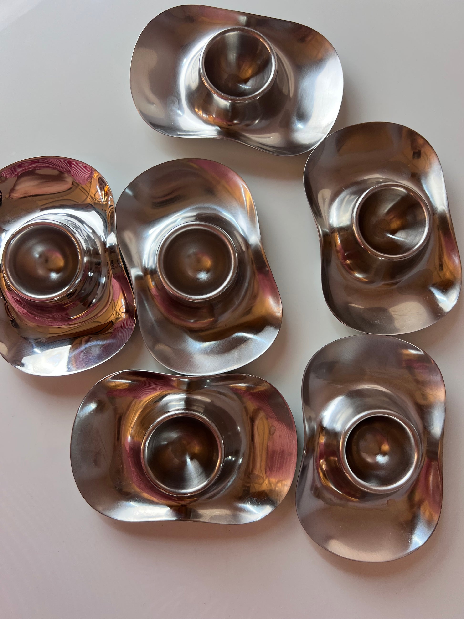 Set: 6x Eierbecher Cromargan von Wilhelm Wagenfeld für WMF