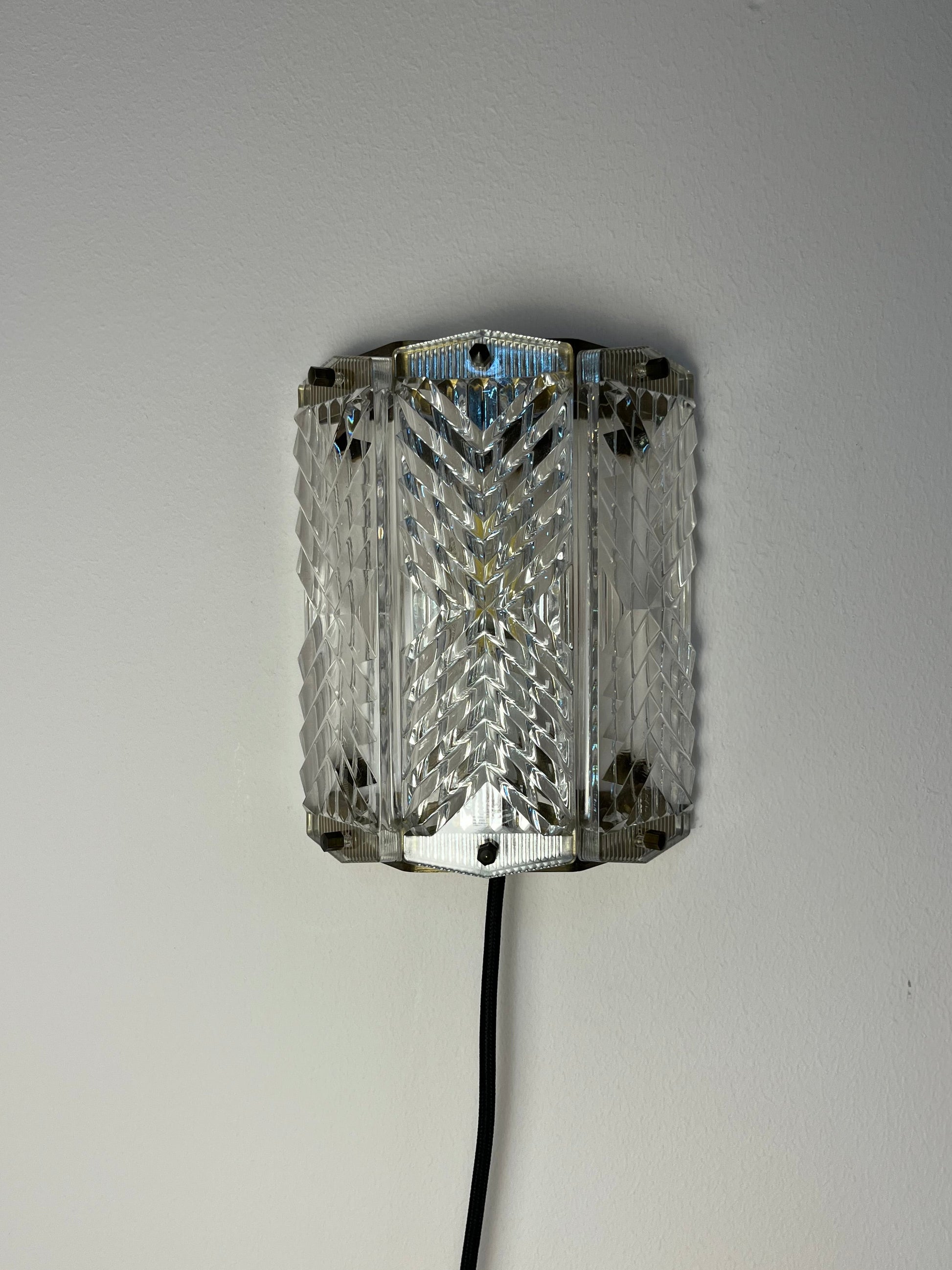 Wandlampe Messing & Glas von Wiktor Berndt für Flygsfors