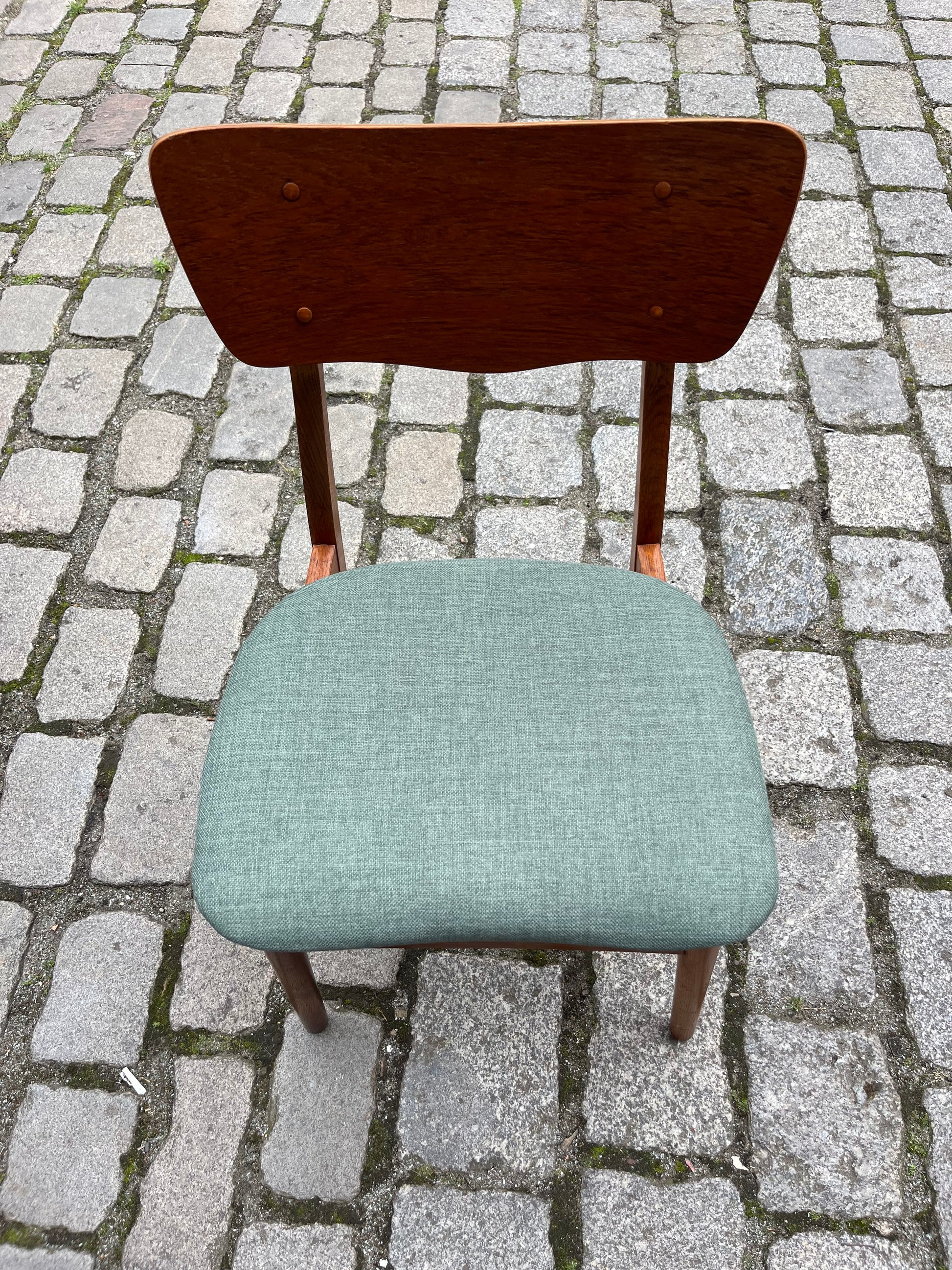 Set: 2x Esszimmerstuhl teal Teak