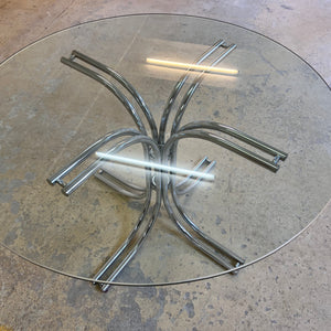 Runder Esstisch ∅ 120 cm Glas & Chrom von Gastone Rinaldi