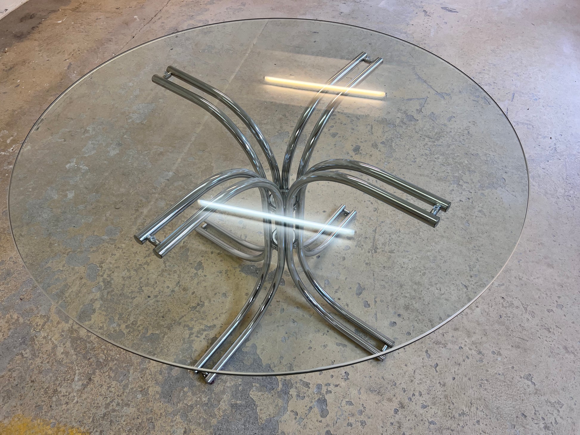 Runder Esstisch ∅ 120 cm Glas & Chrom von Gastone Rinaldi