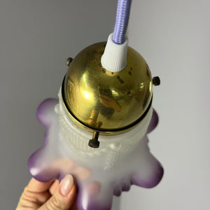 Hängelampe Blume lila Glas Messing