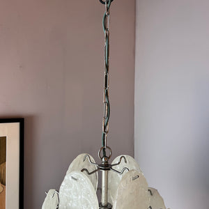 Kronleuchter weiß silber mit Arylglasplatten