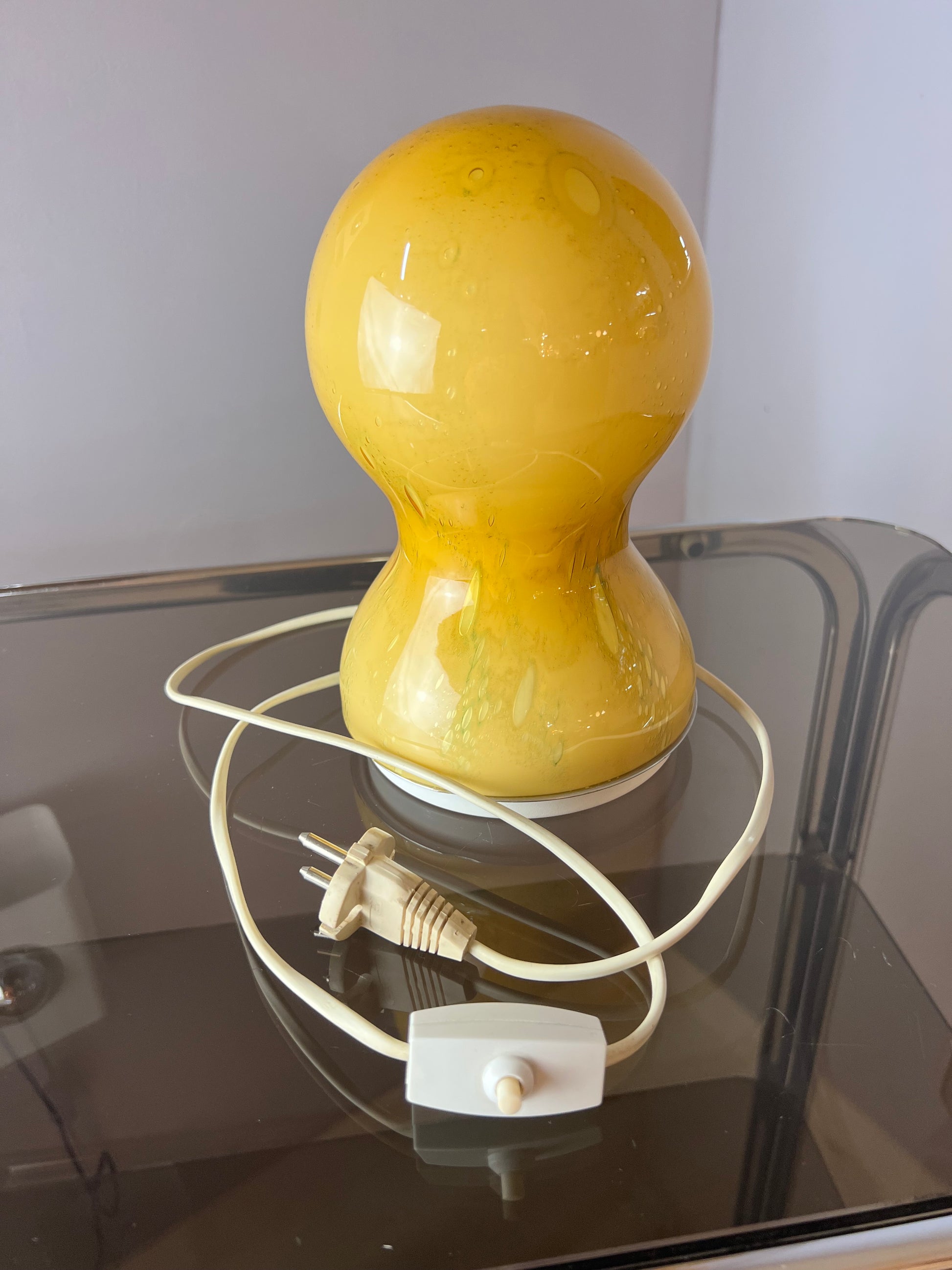 Tischlampe gelb Glas von Doria