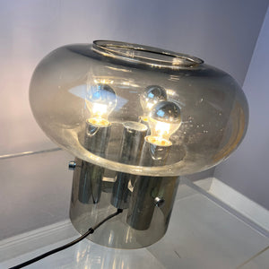 Große Tischlampe Rauchglas von Leclair & Schäfer