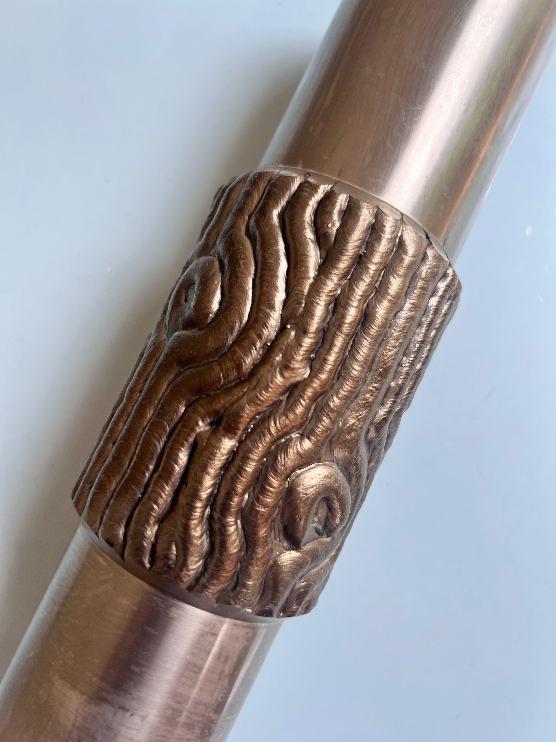 Brutalistische Vase silber Edelstahl 70er