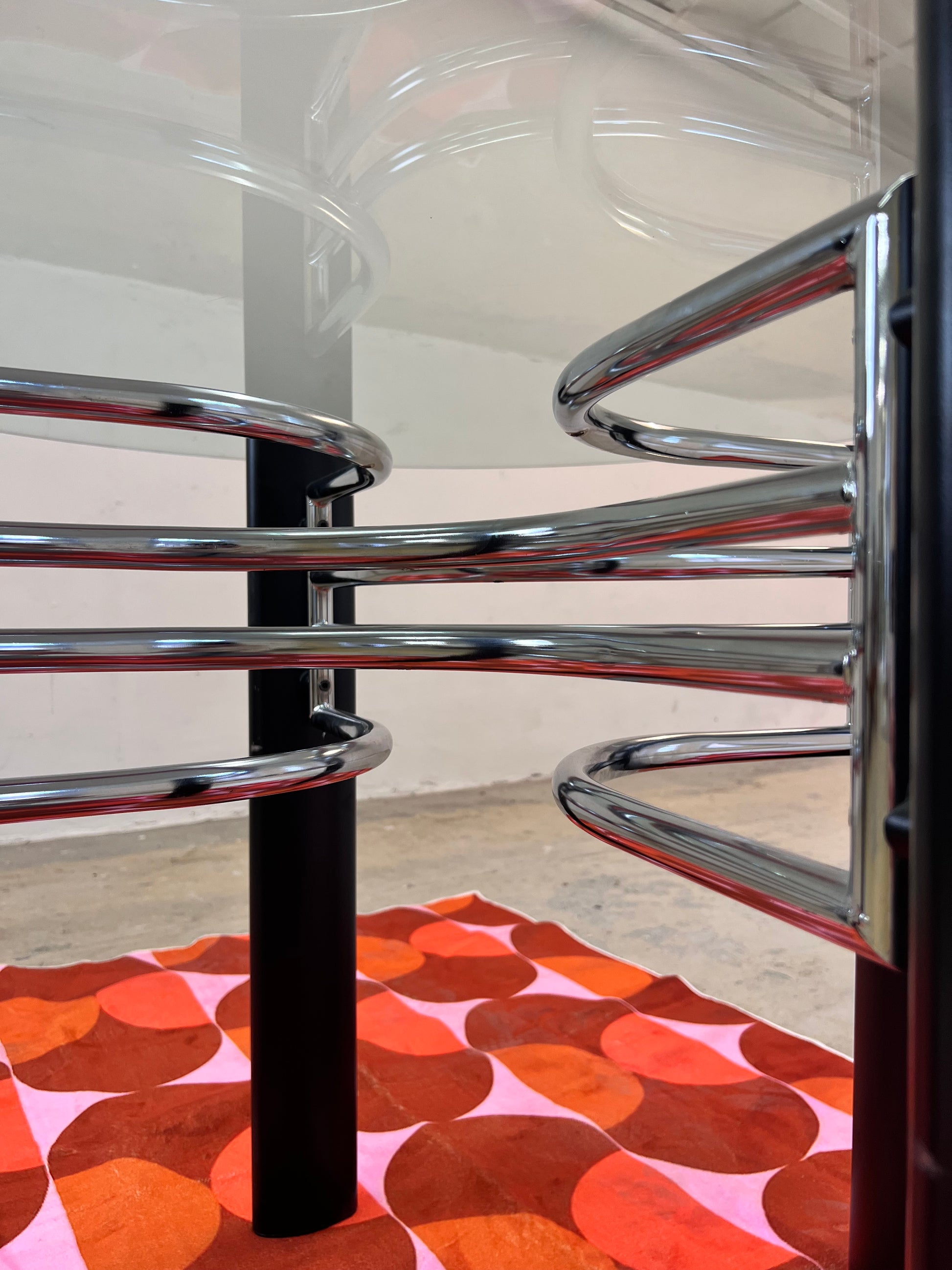Runder Esstisch Glas & Chrom aus Italien
