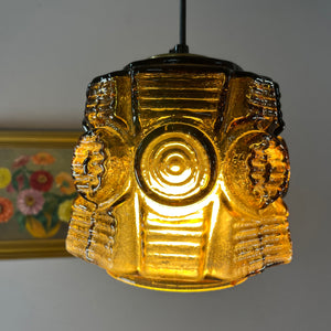 Hängelampe braun Glas Messing von Vitrika