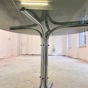 Runder Esstisch Rauchglas & Chrom