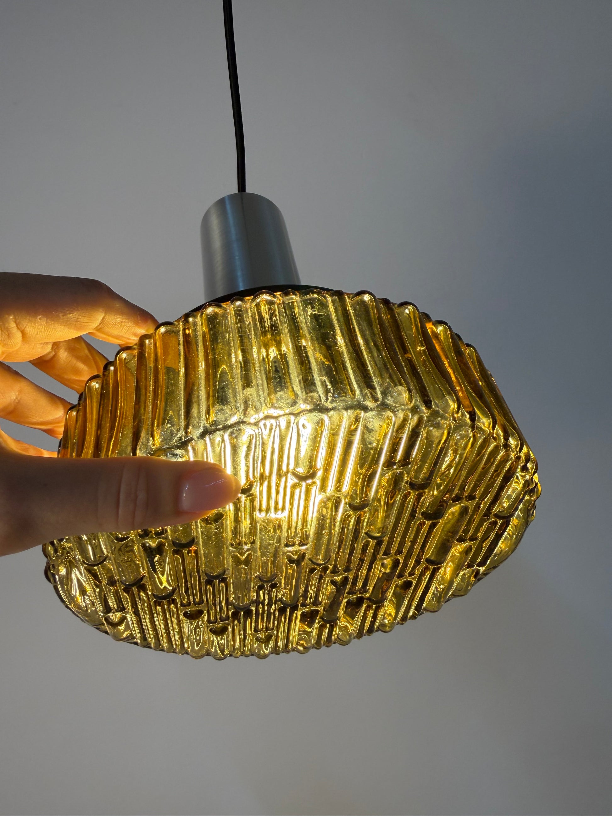 Hängelampe braun Glas Metall