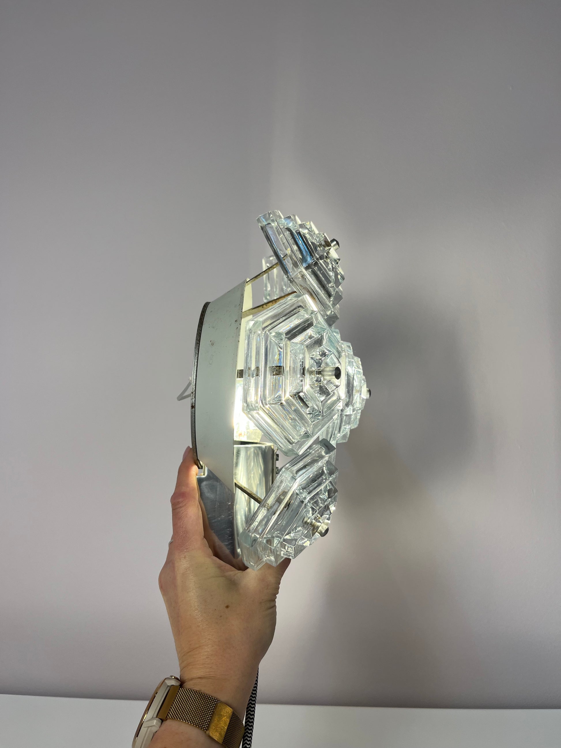 Wandlampe Eiskristall von VEB Kristallleuchtenbau Ebersbach
