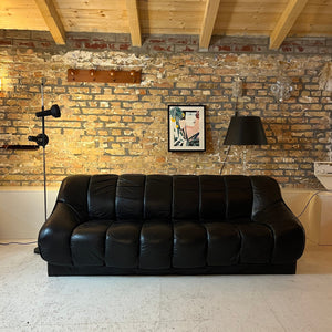 3-Sitzer Sofa schwarz Echtleder