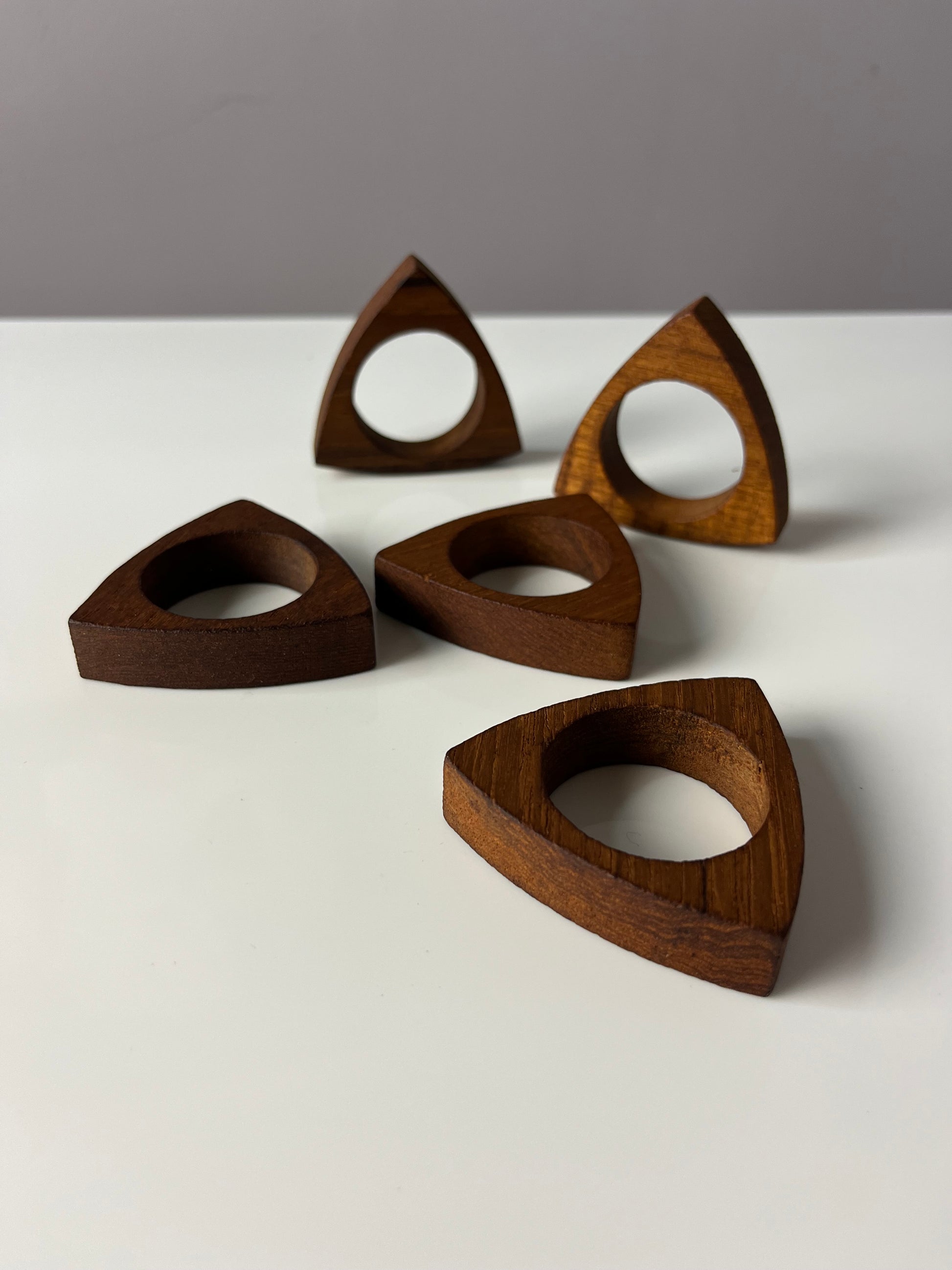 Set: 5x Serviettenring Teak aus Dänemark