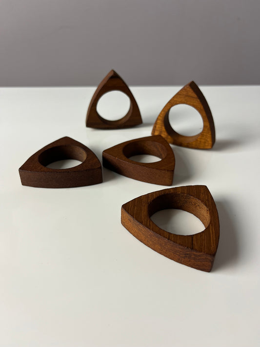 Set: 5x Serviettenring Teak aus Dänemark