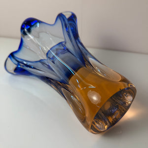 Vase blau Glas von Josef Hospodka für Chřibská Sklárna