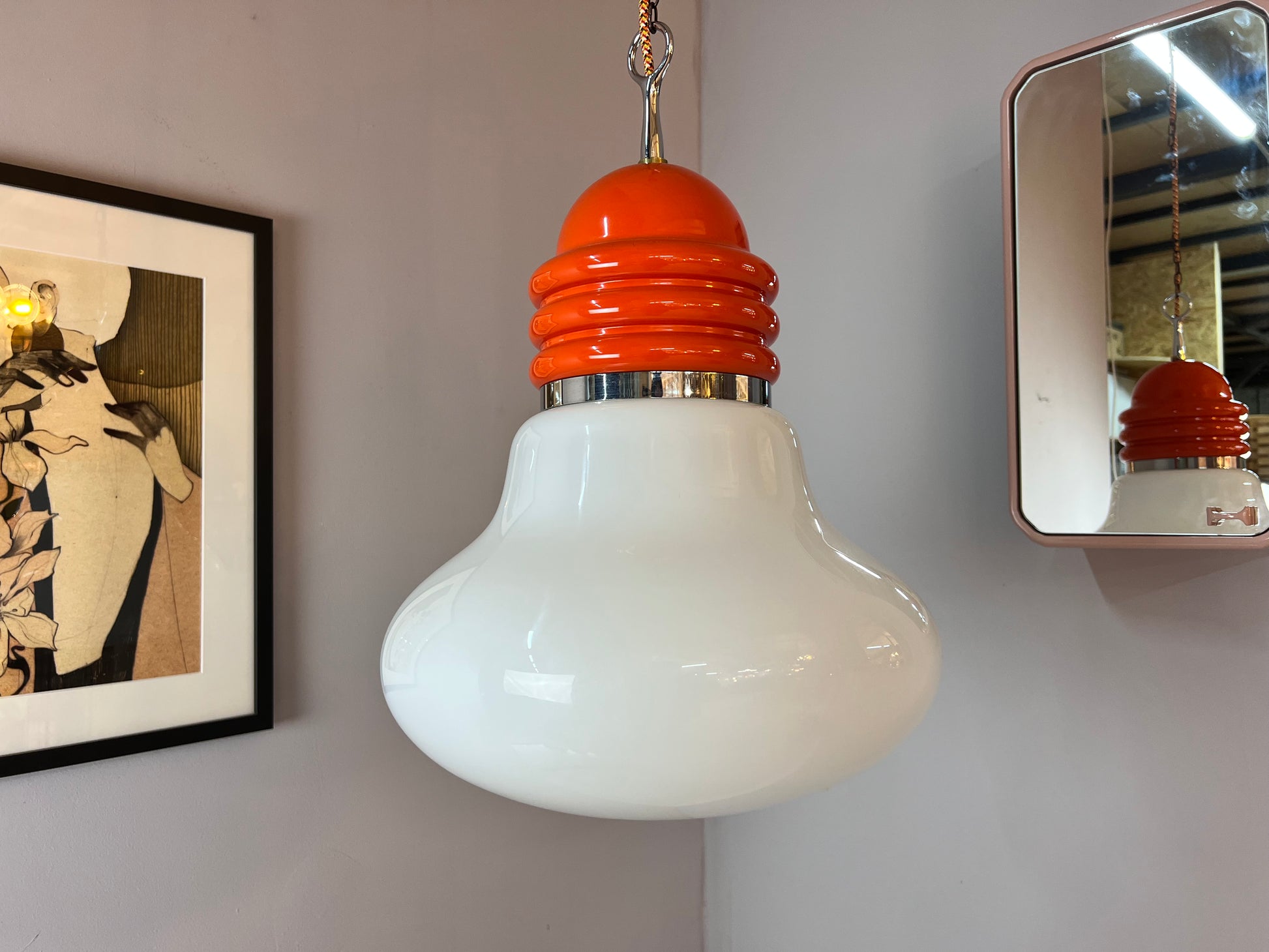 Hängelampe orange weiß von Tronconi