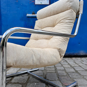 Sessel beige Kord Chromgestell