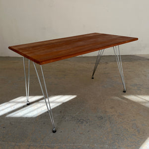 Esstisch / Schreibtisch Teak mit neuem Chromgestell von O. D. Møbler
