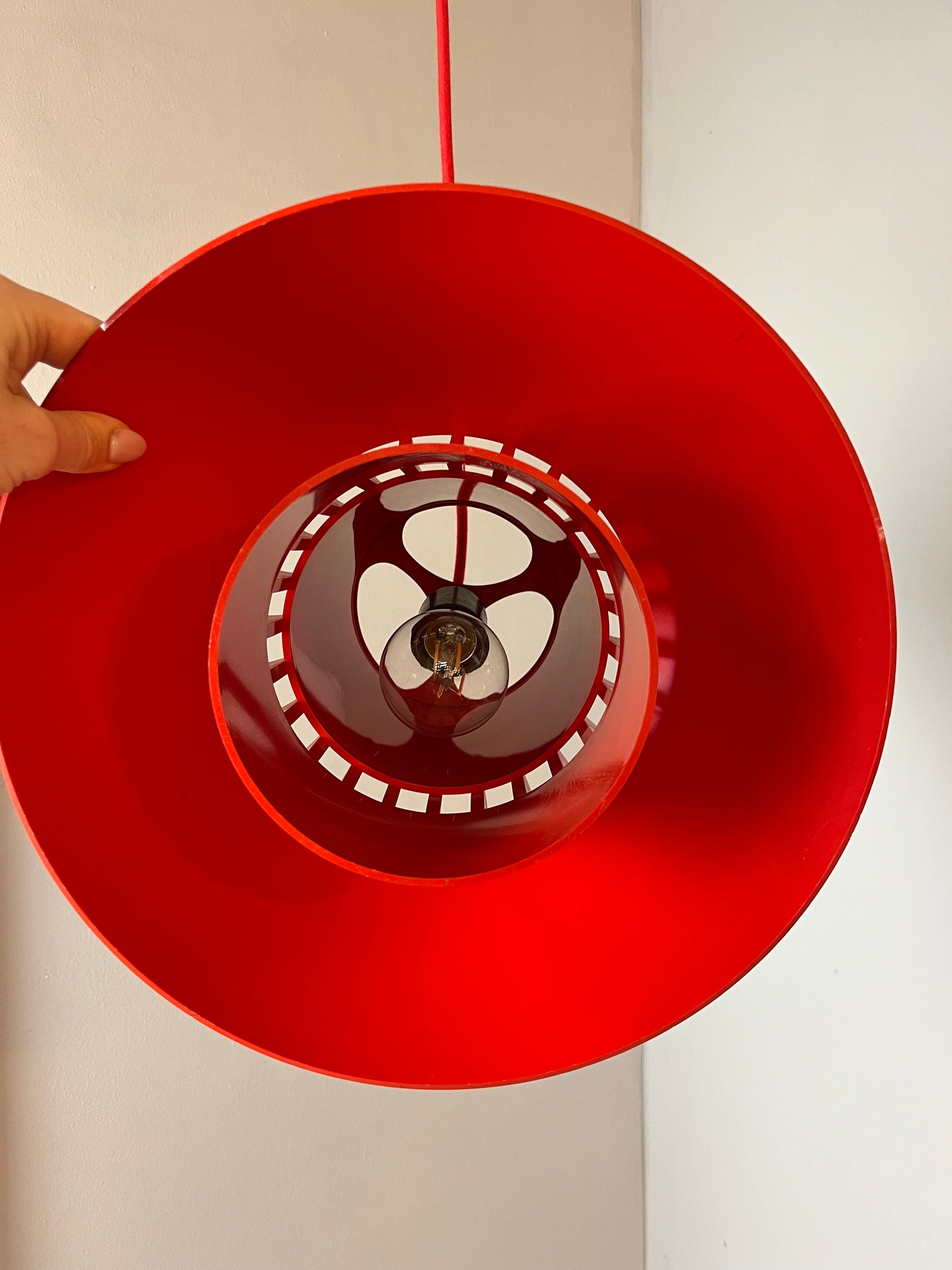 Hängelampe Solar rot Kunststoff von Svend Middelboe für Nordisk