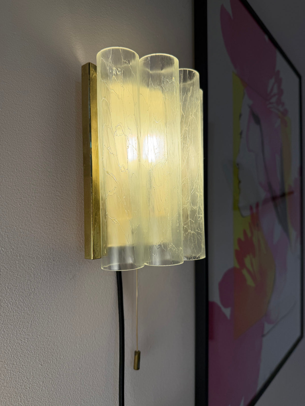 Wandlampe Eisglas Messing von Doria