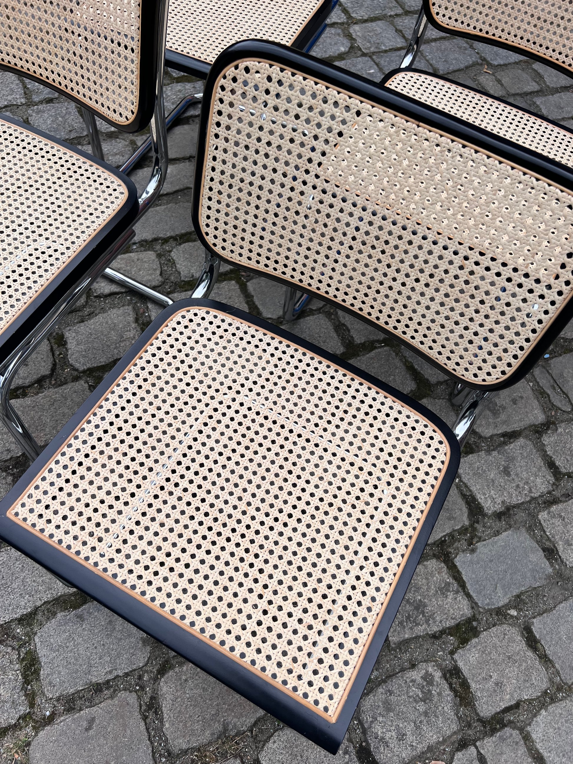 Set: 4x Freischwinger Wiener Geflecht