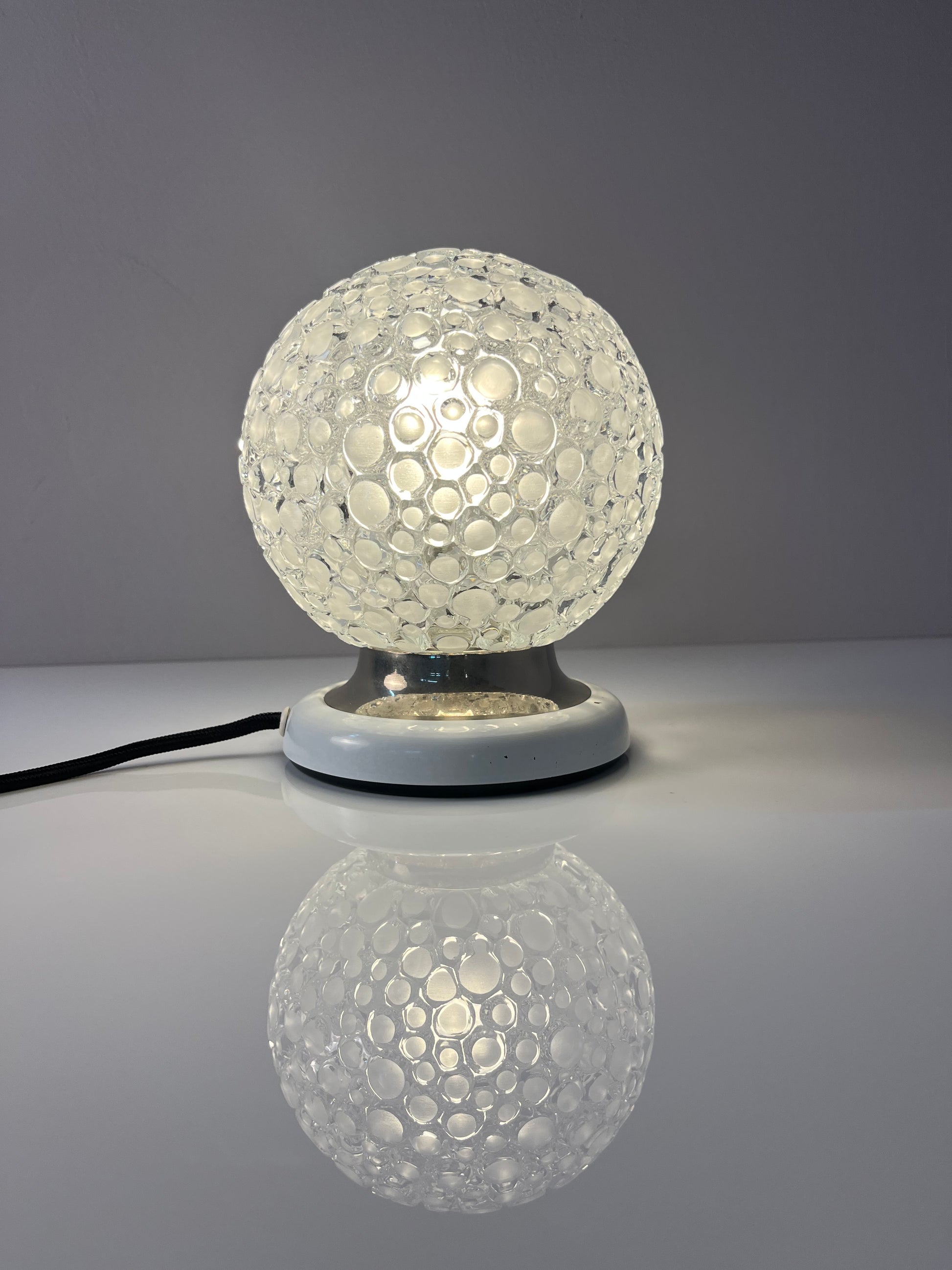 Kugel-Tischlampe weiß Strukturglas