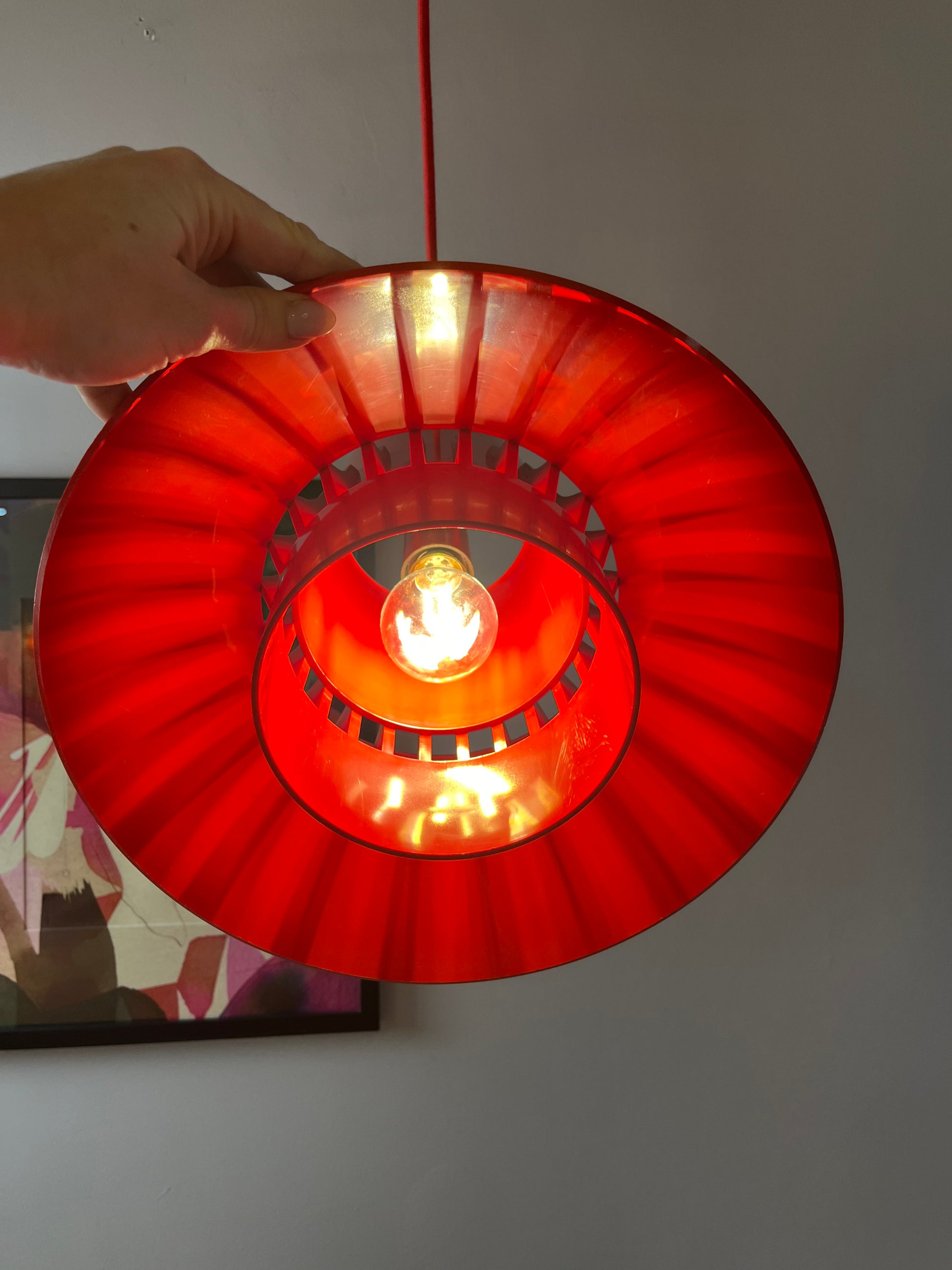 Hängelampe Solar rot Kunststoff von Svend Middelboe für Nordisk