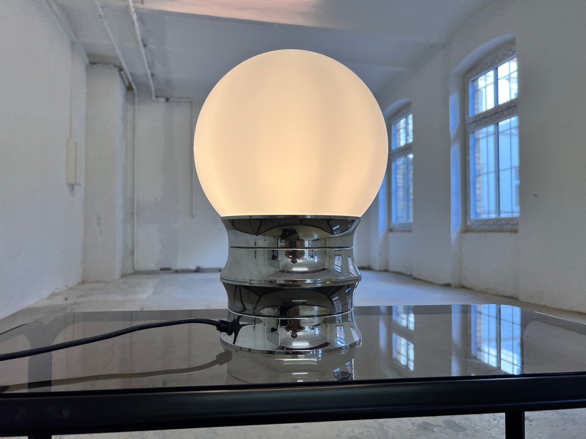 Tischlampe Chrom Opalglas von VEB NARVA