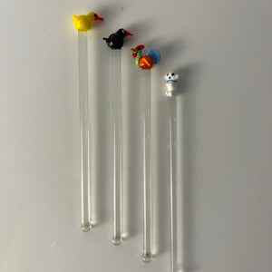 Set: 4x Rührstab mit Tierfigur von Farbglashütte Lauscha