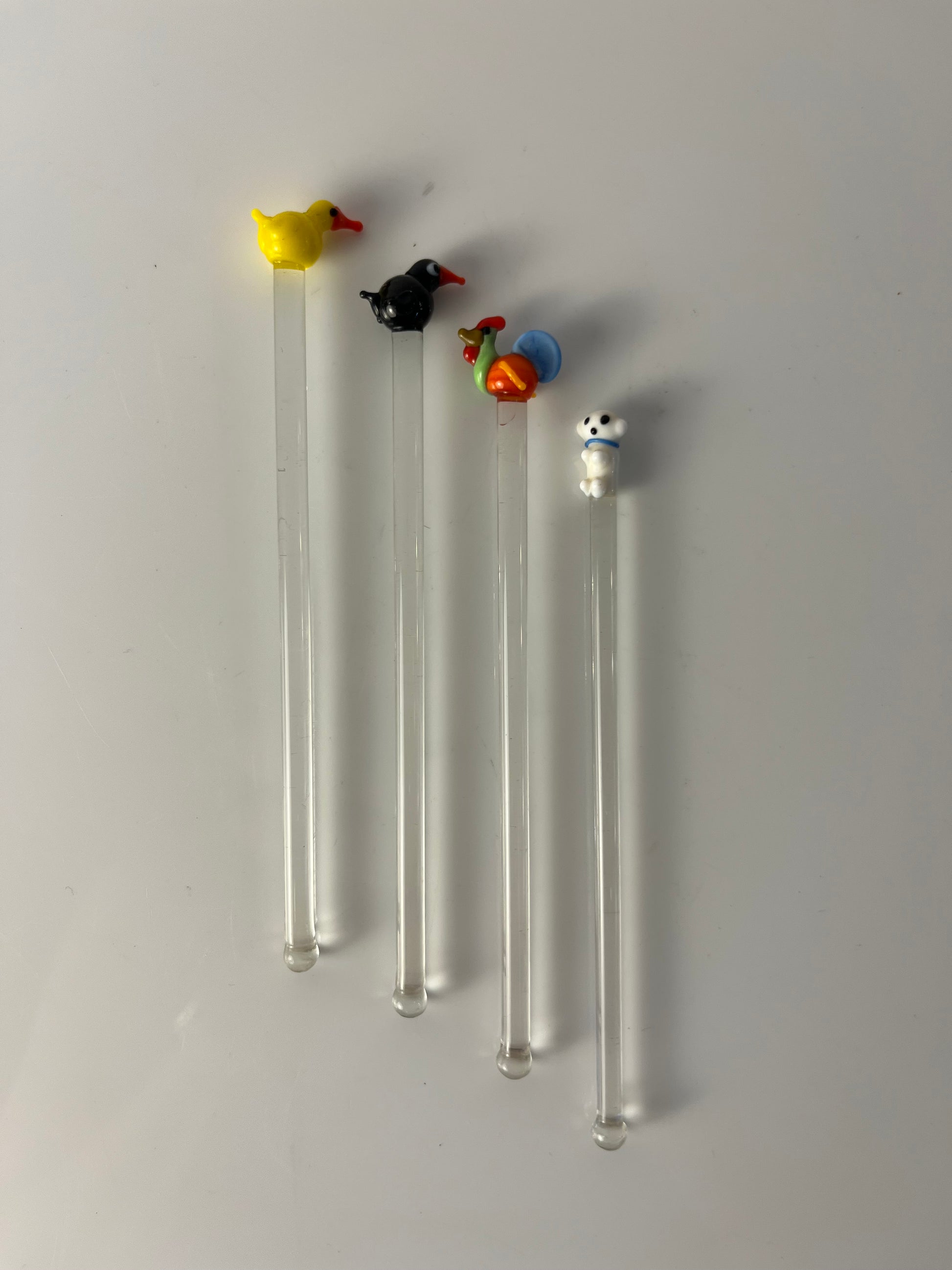 Set: 4x Rührstab mit Tierfigur von Farbglashütte Lauscha