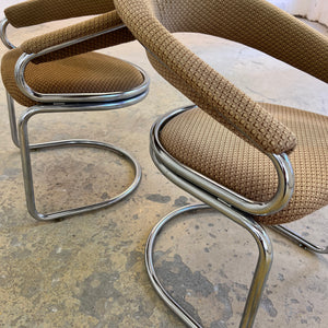 Freischwinger beige Chrom von Giotto Stoppino - mit kleinen Gebrauchsspuren