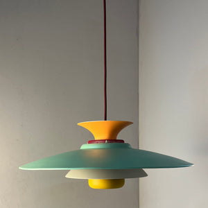 Lamellenlampe neu lackiert peach teal ocker aus Dänemark