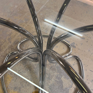 Runder Esstisch Rauchglas & Chrom von Gastone Rinaldi für Rima