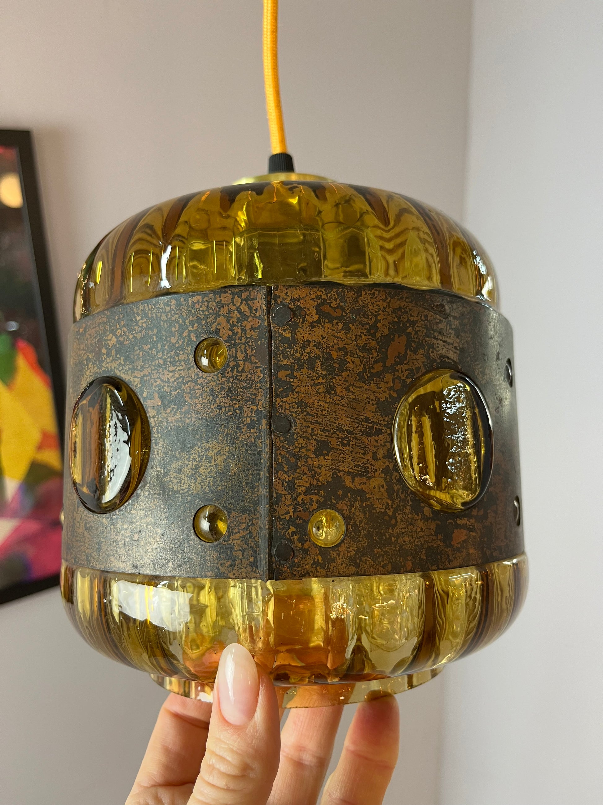 Hängelampe Kupfer Glas von Nanny Still für Raak