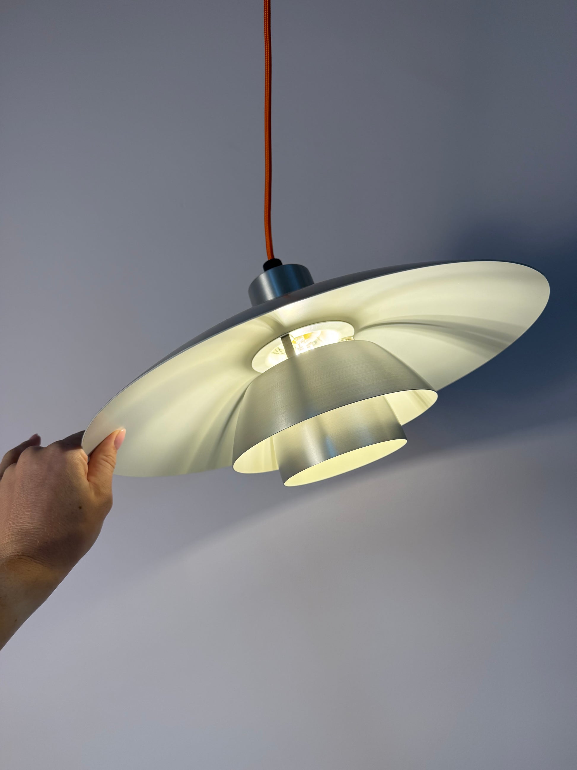 Lamellenlampe PH4/3 silber gebürstet von Poul Henningsen für Louis Poulsen