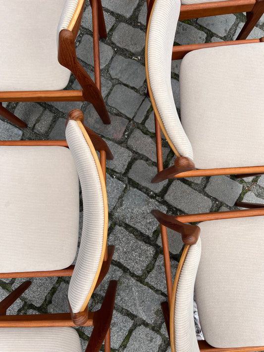 Set: 6x Polsterstuhl beige Teak Cord von Erik Buch